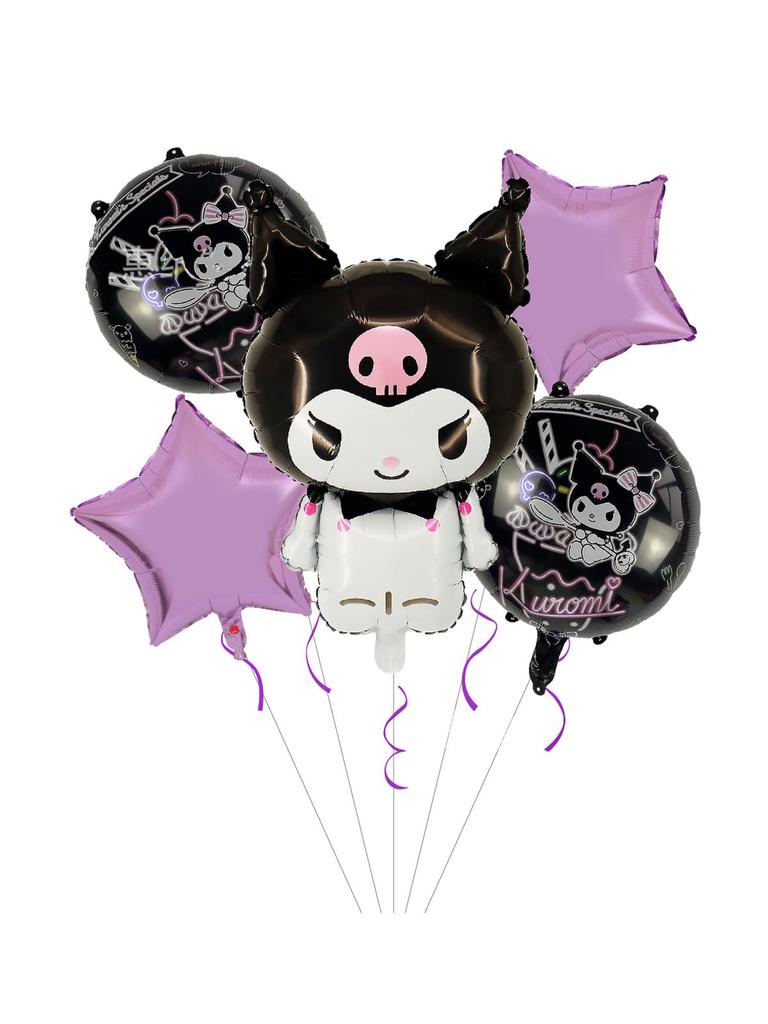 Sanrio Kuromi Birthday Decorations for Kids, Pink Balloon Set, Happy Birthday Balloons and Cake Topper, Cute Blue, for Girls and Boys, Anniversary,