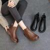 Damen Retro Martin Niedriger Absatz Chelsea Stiefeletten - 2025 Herbst/Winter Koreanischer Stil Klobige Lederschuhe.