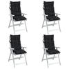 High Back Seat Cushions 4 Pcs Black Checkered Pattern Fabric