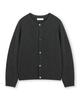 Beslow Cashmere Blended Crew Neck Cardigan Melange Charcoal