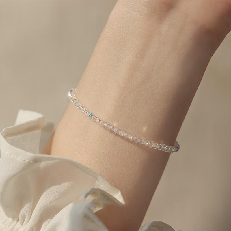 Ultra-Thin Austrian Crystal Bracelet Women Handmade Minimalist Stackable Jewelry Elegant Daily Wear Accessory