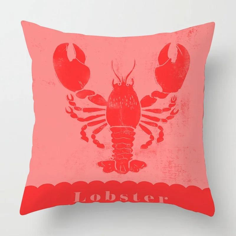 Home Decor Colorful Lobster Patterns Pillow Covers Pattern Cushion Cover Suitable For Sofa Bedroom Car Pillow Cover