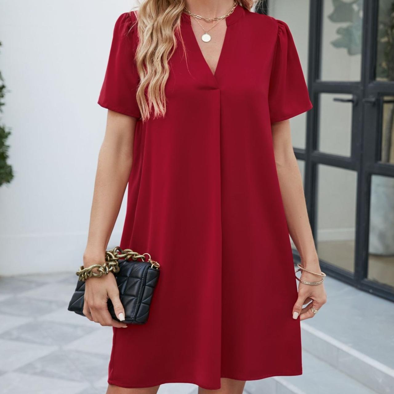 BITCED атласное офисное повседневное свободное модное сексуальное платье с v-образным — фото 4