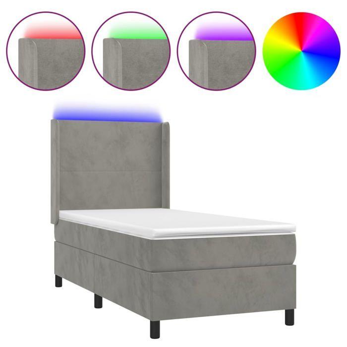 VidaXL Sommier à Lattes de Lit avec Matelas et LED, Lit Rembourré, Lit Simple, Lit Adulte de Chambre à Coucher Intérieur, 3139421