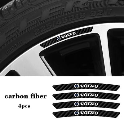 4Pcs Car Rims Wheels Curved Carbon Fiber Sticker Decals Auto Accessories For Rdesign AWD V50 V60 V90 S40 S60 S80 S90 V8 T6