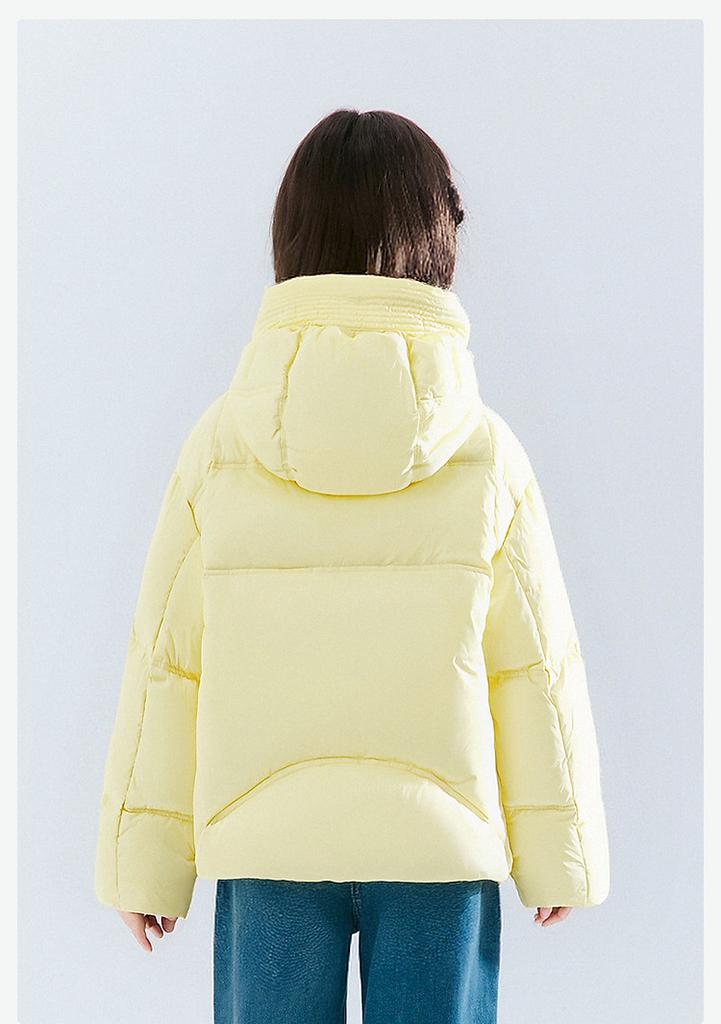 Girls' Wide Brimmed Bread Grid Down Jacket