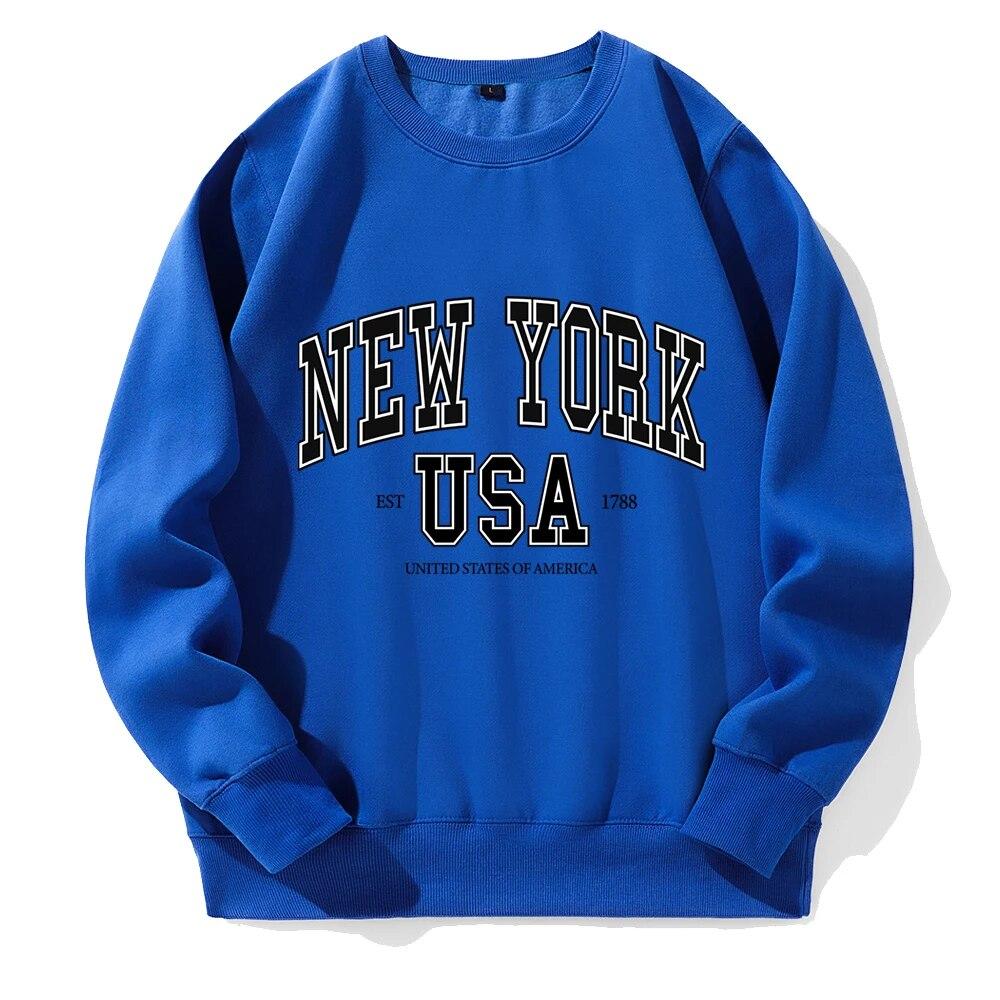New York Usa Est 1788 Street City Letter Hoodies Unisex Fashion Novelty Hoodie Classic Trend Pullovers Loose Oversized Sweatshirt