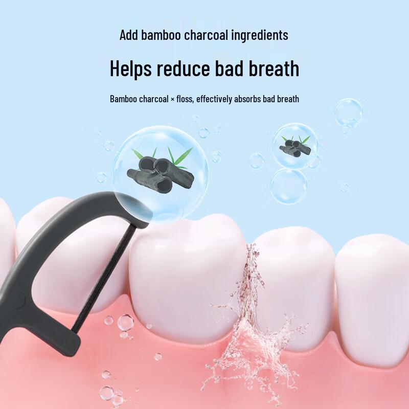 Jingdong Zao Bamboo Charcoal Flat Dental Floss Picks