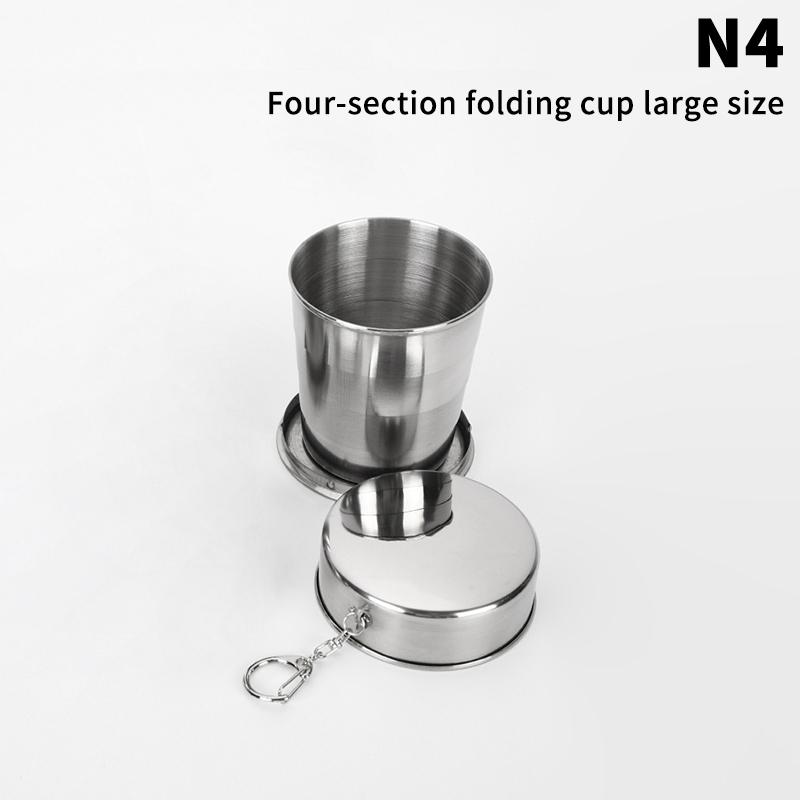1Pieces Stainless Steel Folding Cup Portable Water Drinking Cup Retractable Telescopic Collapsible Cups Outdoor Travel Tableware