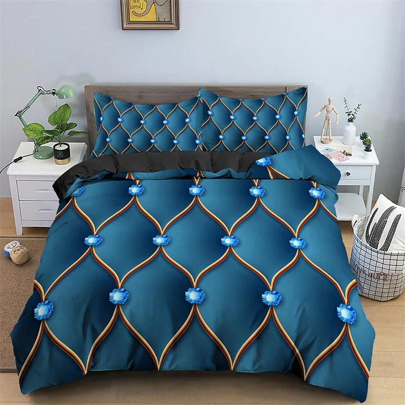 Luxury Geometric Duvet Cover Microfiber Diamond Bedding Set Abstract Pattern Comforter Cover King Queen For Girls Adult Bedroom