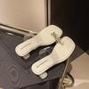 Versatile bow rhinestone cover toe thick heel slippers 2025 summer fashion fairy transparent high heel sandals