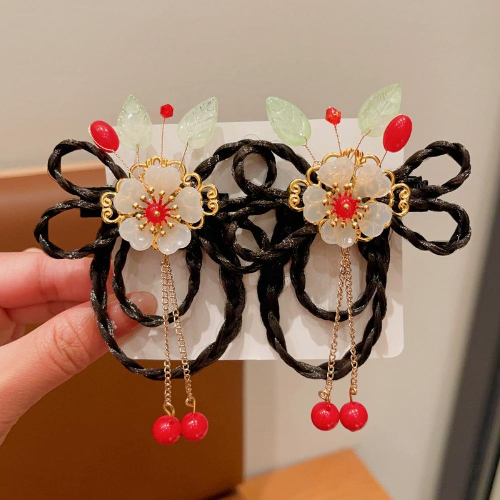 Tassels Chinese New Year Headwear Red Ancient Style Hairpin Lovely Hanfu Hair Sticks  Baby