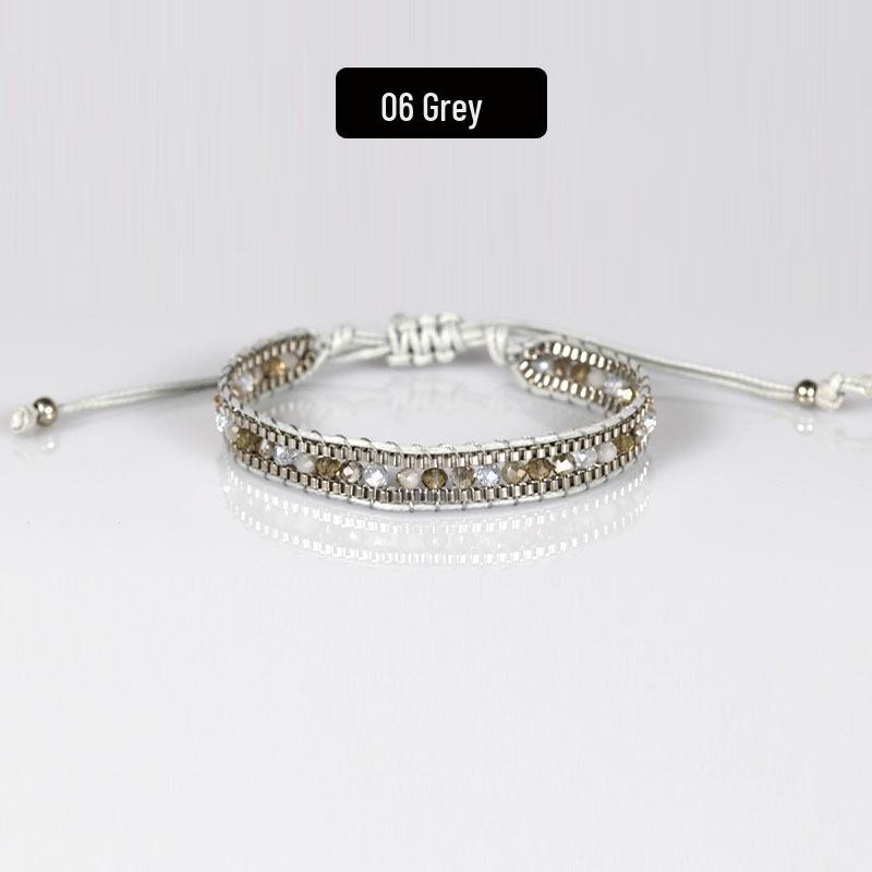 Bohemian Handmade Woven Crystal Beaded Friendship Bracelet for Women