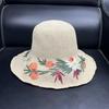 Foldable Fine Grass Crochet Colorful Flower Fisherman Hat Children Summer Seaside Vacation Big Eaves Sunscreen Straw Hat