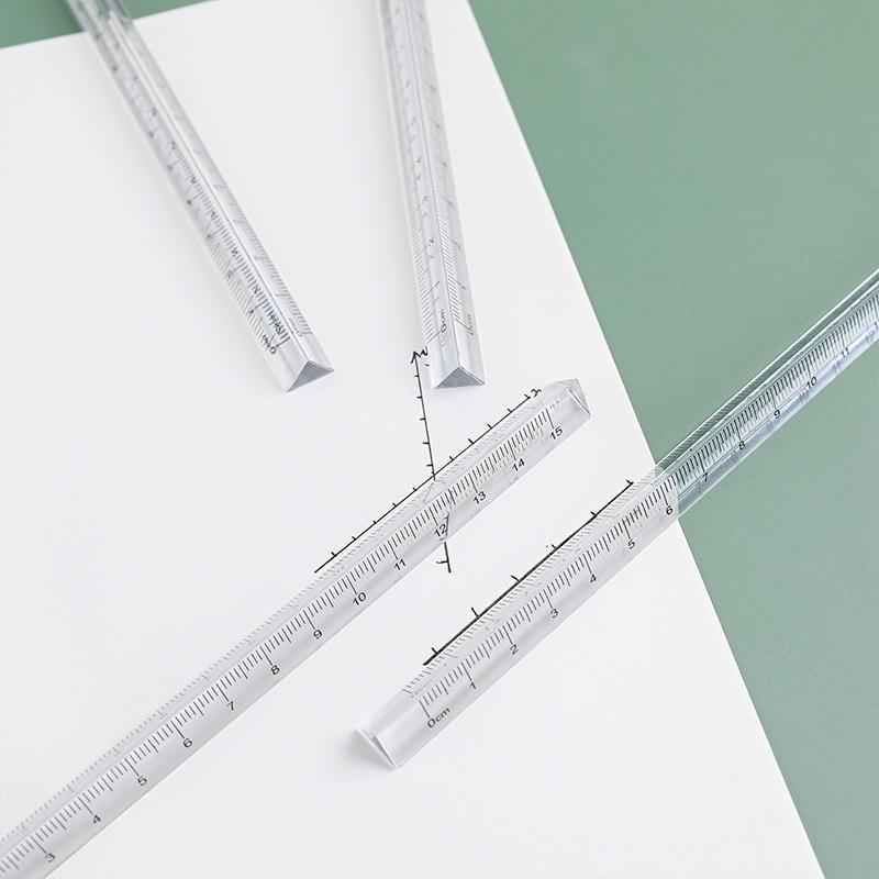 3Pc 15cm Transparent Triangle Ruler Multifunction DIY Drawing Tools School Office Supplies