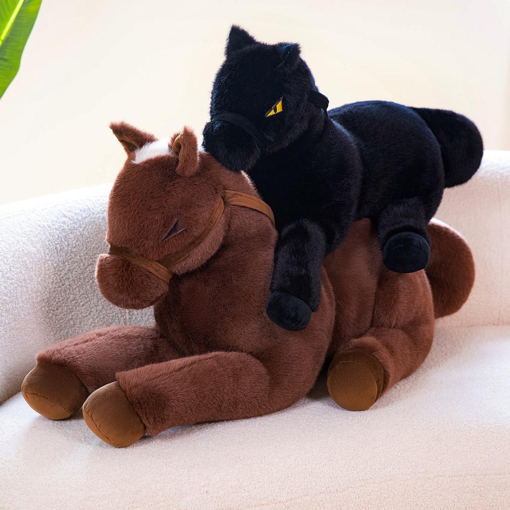 Big Size Cool Black Horse Throw Pillow Classic Horses Plush Toy Sofa Cushion Sleeping Companion Doll Home Decor Boy Gift