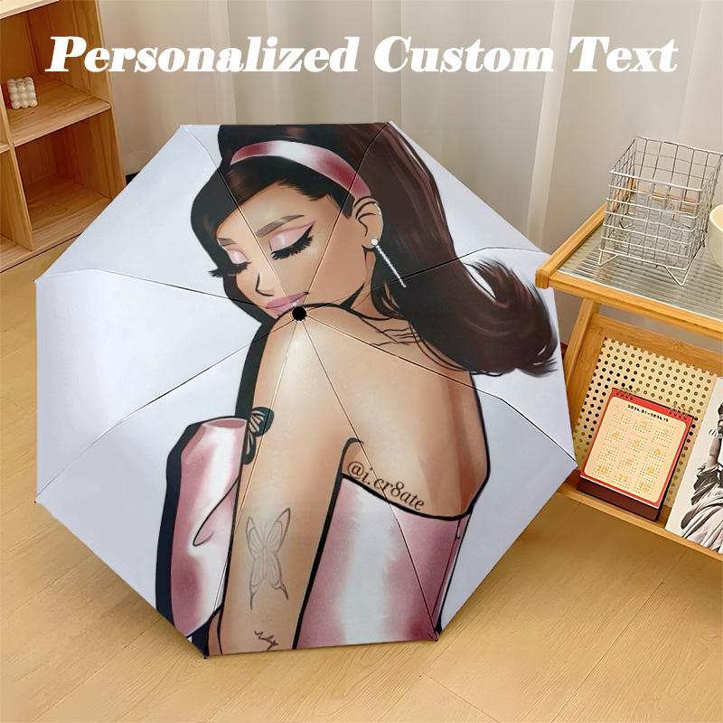 Portable Auto Folding Umbrella,Ariana Grande 8 Rib Waterproof Umbrella For Camping Commute