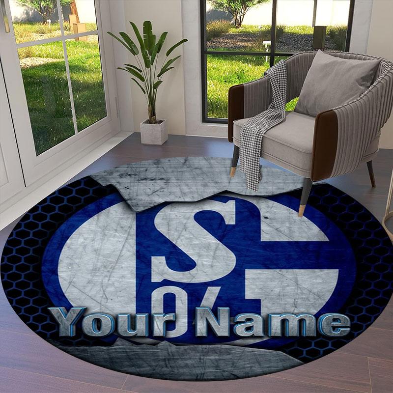 FC Schalke 04 Custom Name Round Area Rug,Carpet Rug for Living Room Bedroom Sofa Playroom Decor,Non-slip Floor Mat