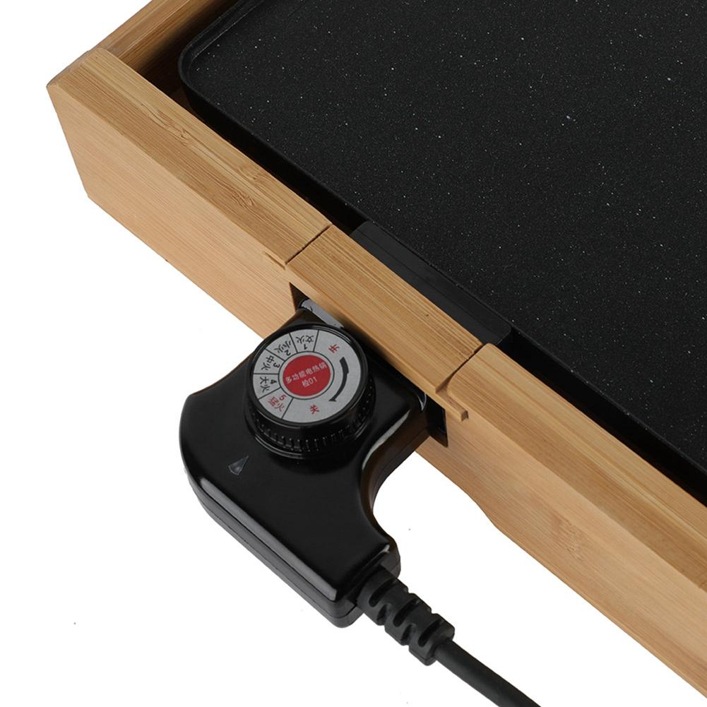 Bamboo Smokeless Non Stick Electric Baking Pan Indoor Baking Tray (UK Plug 220V)