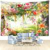 Flowers Drooping Leaves Landscape Tapestry Wall Hanging Bohemian Minimalist Hippie Natural Art Bedroom Dormitory Home Decor