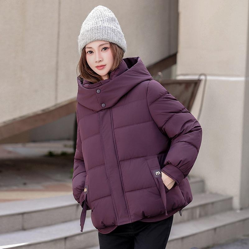 New year's cotton-padded jacket Small short student hooded loose and thin bread jacket Winter
