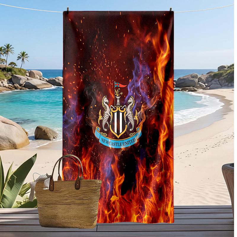 Asciugamano da Spiaggia con Stampa del Newcastle United Football, Asciugamano Grande Morbido ad Asciugatura Rapida per Spiaggia Campeggio Nuoto