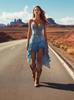 European and American sweet and spicy suspender tube top denim dress women's summer and autumn new retro fluffy cake skirt short skirt