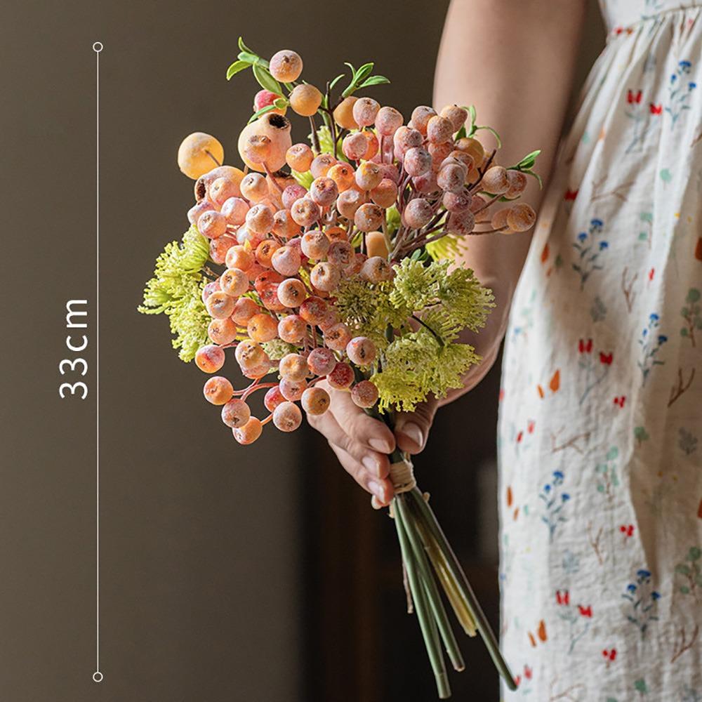 

Multicolor Artificial Berry Branches with Frost Floral Arrangement Faux Flower Photo Props Flower Bouquet Fake Bean Plant Gift