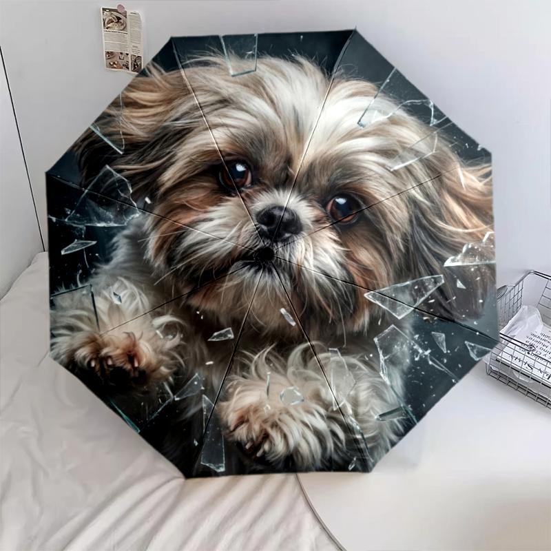 

1 шт. Автоматична складана парасолька - Милий візерунок із цуценятами, Портативна та складана конструкція з 8 спицями, Різдвяні та дні народження Подарунки