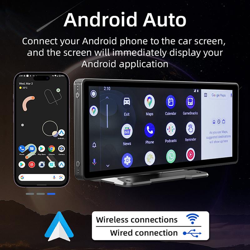 Universeller 10,26-Zoll-Touchscreen-Autoradio-Multimedia-WIFI-Videoplayer Drahtloser Carplay-Bildschirm für Apple oder Android