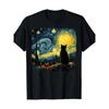 Cotton Starry Night Van Gogh Cat Mom Dad T-Shirt Couple Clothing Family T-Shirt