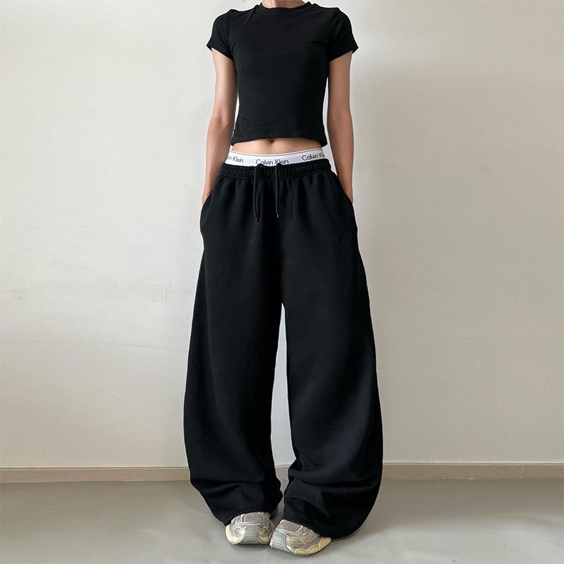 LKTM Unisex Grey Casual Wide-Leg Sweatpants