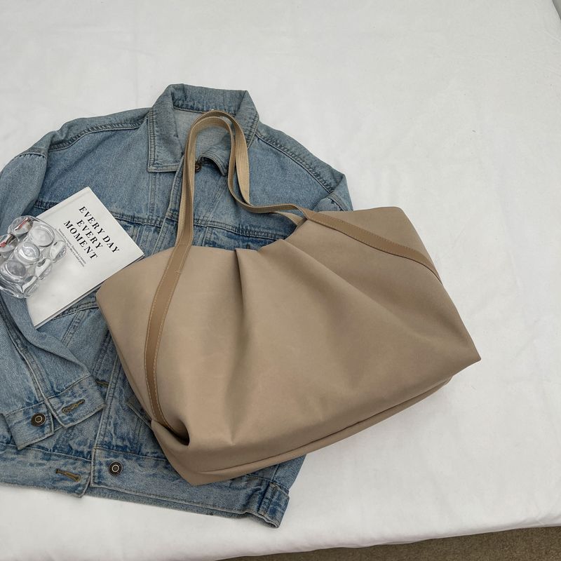 New large-capacity canvas tote bag casual solid color shoulder bag student backpack simple going out commuting handbag