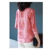 Stand-up Collar, Seven-quarter Sleeve Printed Mulberry Silk Shirt for Women Korean Style Shirt for Women New Fashionable Top for Summer