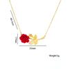 Romantic Red Rose Titanium Steel Necklace Female Temperament Zirconia Flower Pendant Collarbone Chain