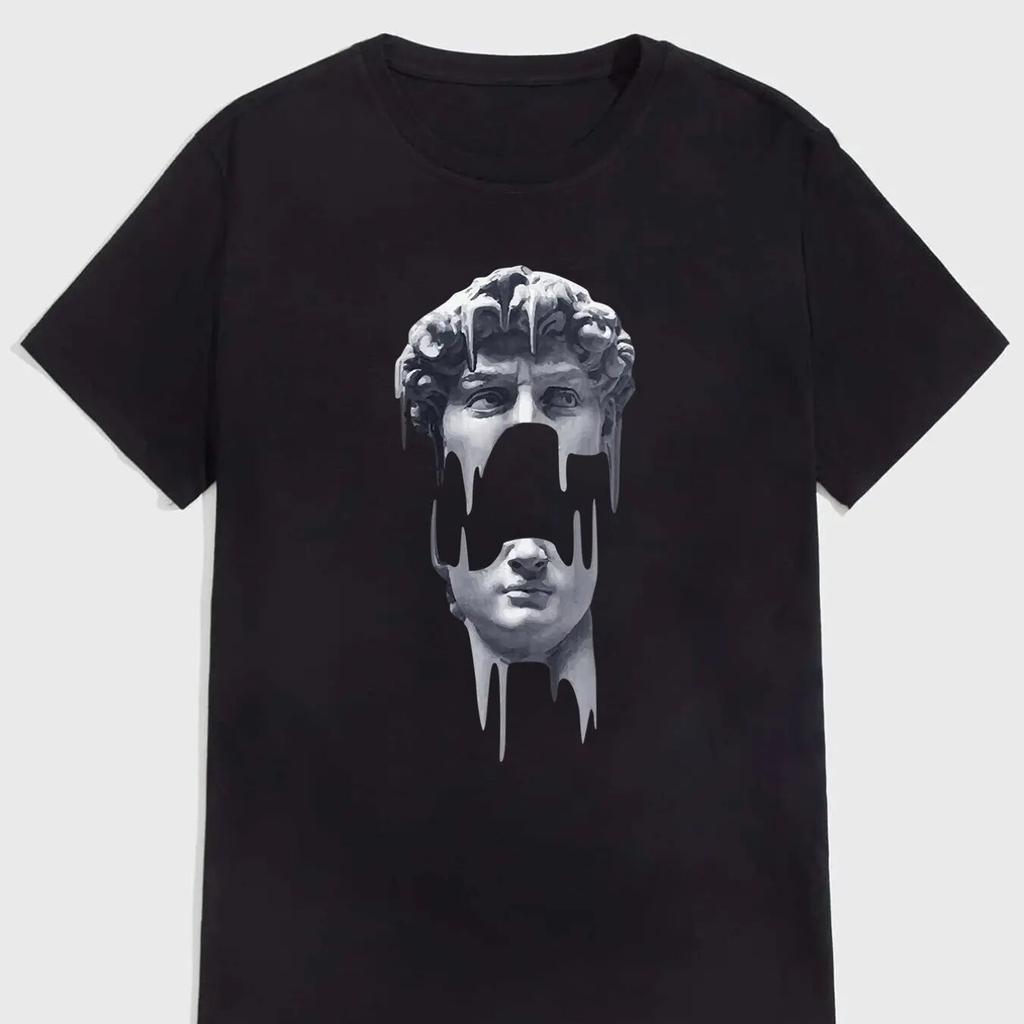 Unisex Cartoon Graphic T-shirt, Casual Solid Color Crew Neck Tee Best Sellers Unisex