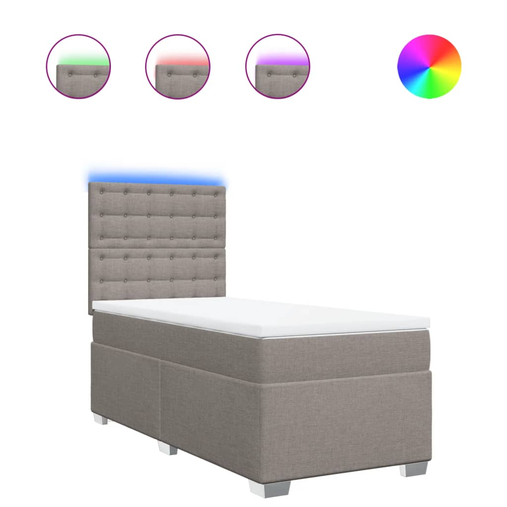 Vidaxl Letto Continentale Con Materasso, Taupe, Tessuto, 90X200 Cm