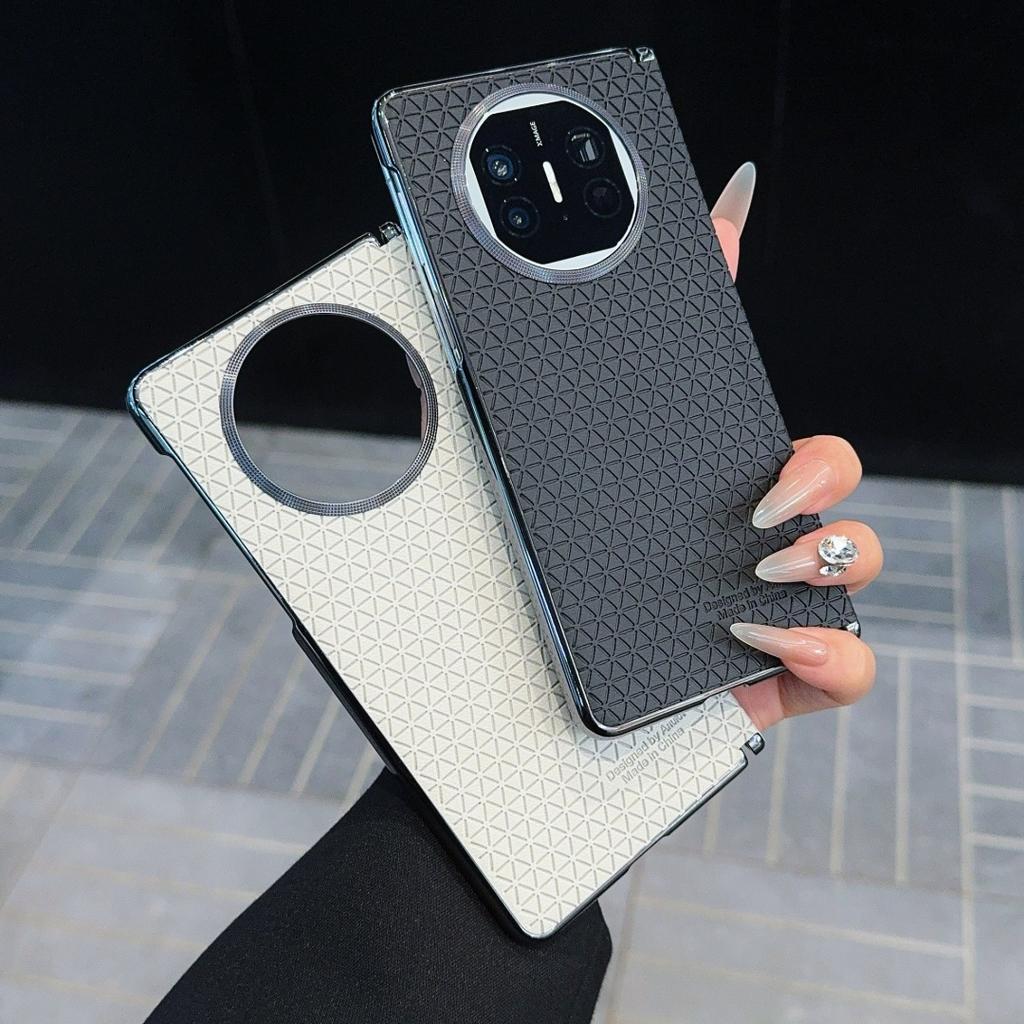 For Huawei Mate X7/X6/X5/X3 Case Cube Central Axis Luxury PU Leather Magnetic Wireless Charging Protective Back Cover Shell