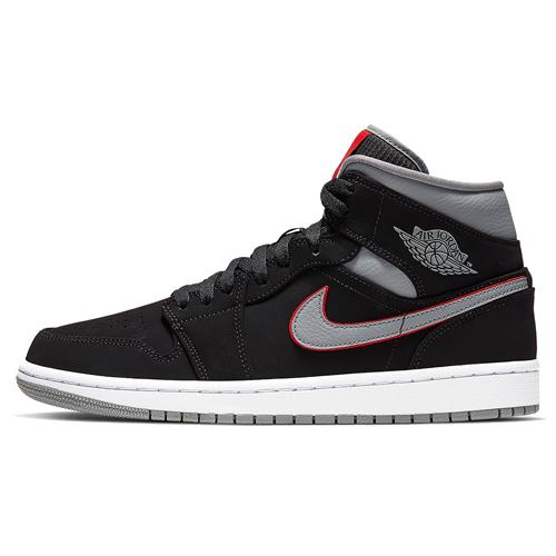 Jordan 1 Mid Black Particle Grey Gym Red 554724-060 45 чёрный