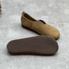 Johnature Genuine Leather Solid Color Women Flats Shoes Concise Retro Handmade Round Toe Shallow Slip-on Shoes