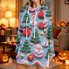 Women's Casual Christmas Print Long Sleeve Hooded Sweatshirt Top