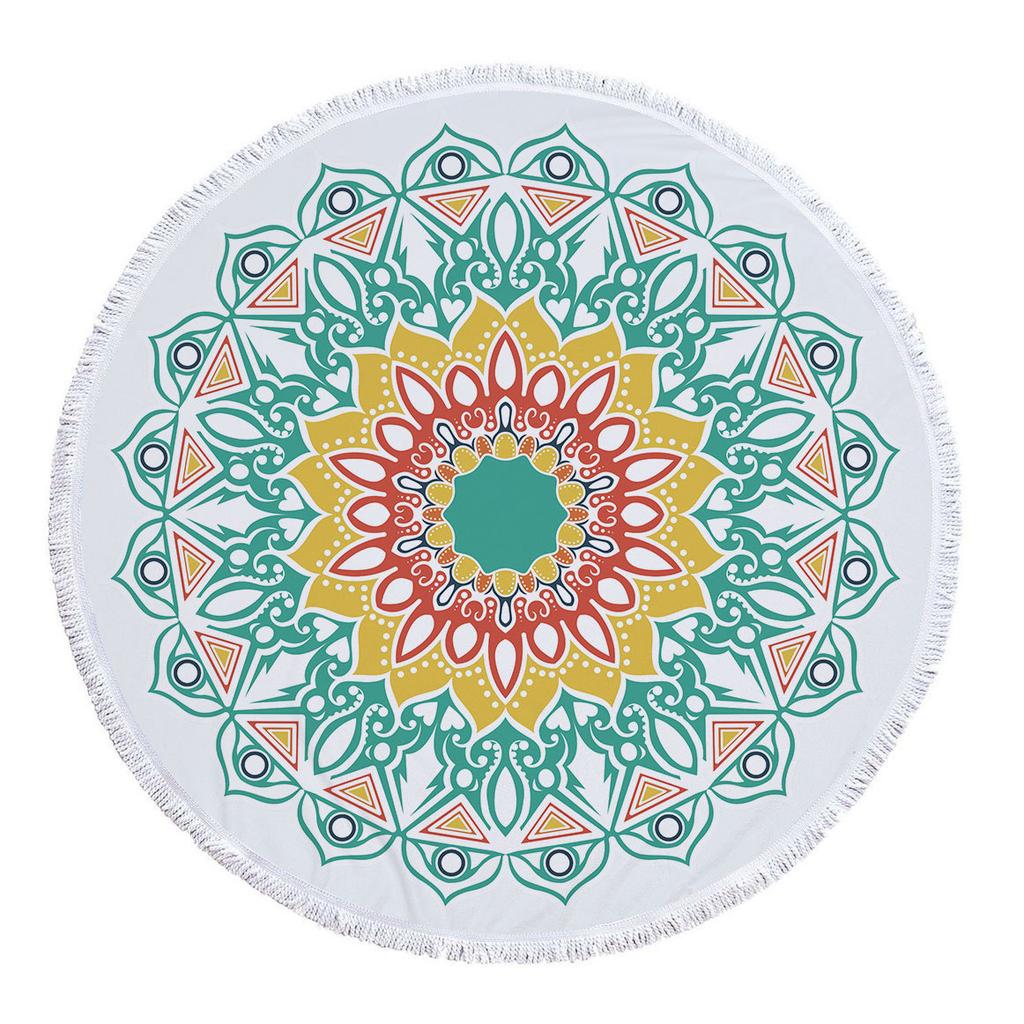 Bohemia Mandala Round Beach Towel Tassels Microfiber Exotic Flower Geometric Pattern Bath Towel Picnic Yoga Mat Bikini Cover Up