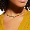 Premium Metal Copper Plated 18K Real Gold Inlaid Colorful Gemstone Clavicle Chain Niche Light Luxury Wide Necklace