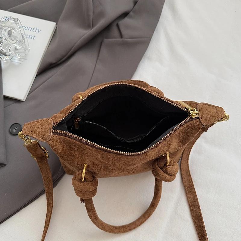 Women Small Suede Crossbody Bag 2026 New New Retro Short Handle Shoulder Bag Luxury Designer Handbags and Purses