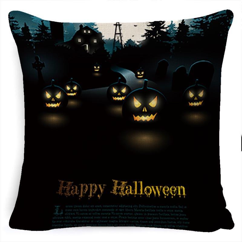 Halloween Pillow Pumpkin Little Witch Horror Cushion Linen Cushion Cover Holiday Party Pillow Cover Bed Backrest