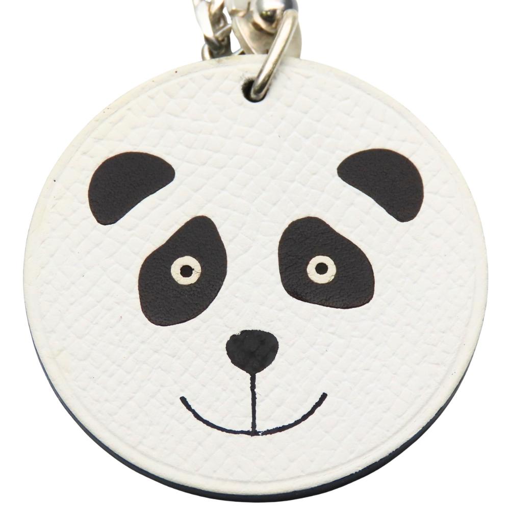 Used HERMES Bag charm Panda animal leather/Silver925 white black Accessories