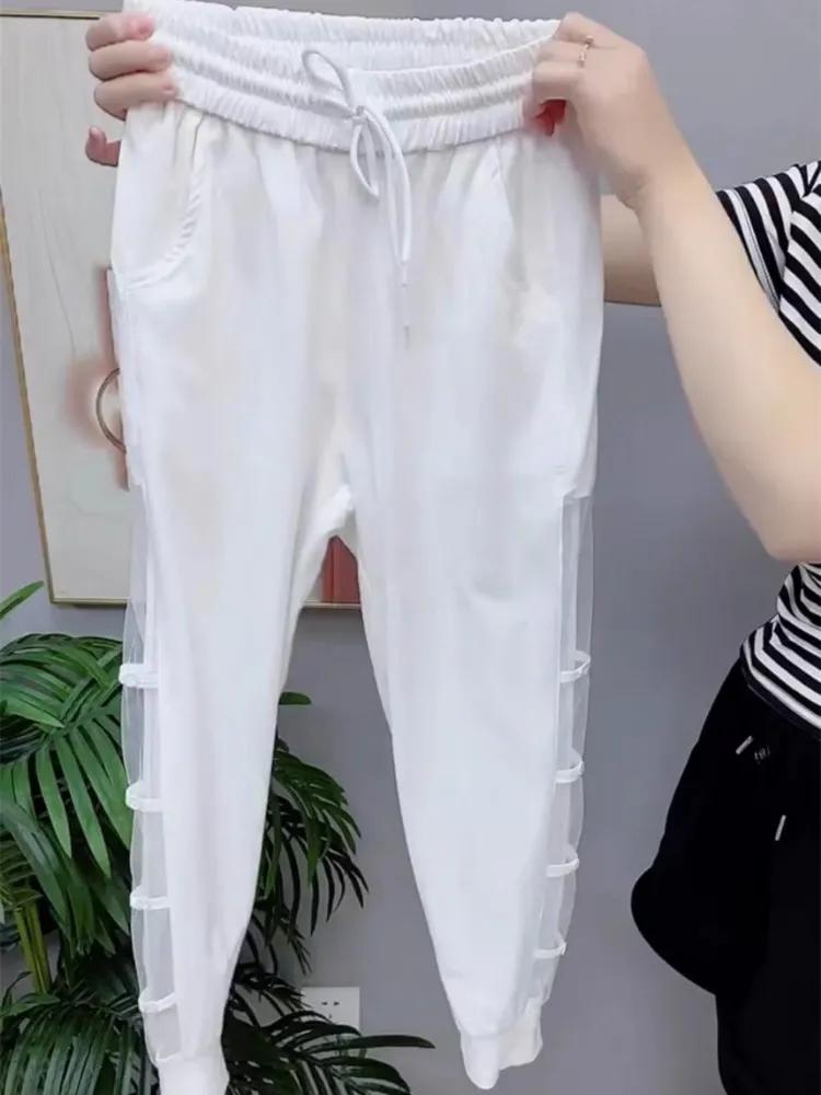Women's Summer Design Hollow Out Casual Pants Loose Strap Halen Pants Quick Dried Slim Sports Cool Pants Ladies
