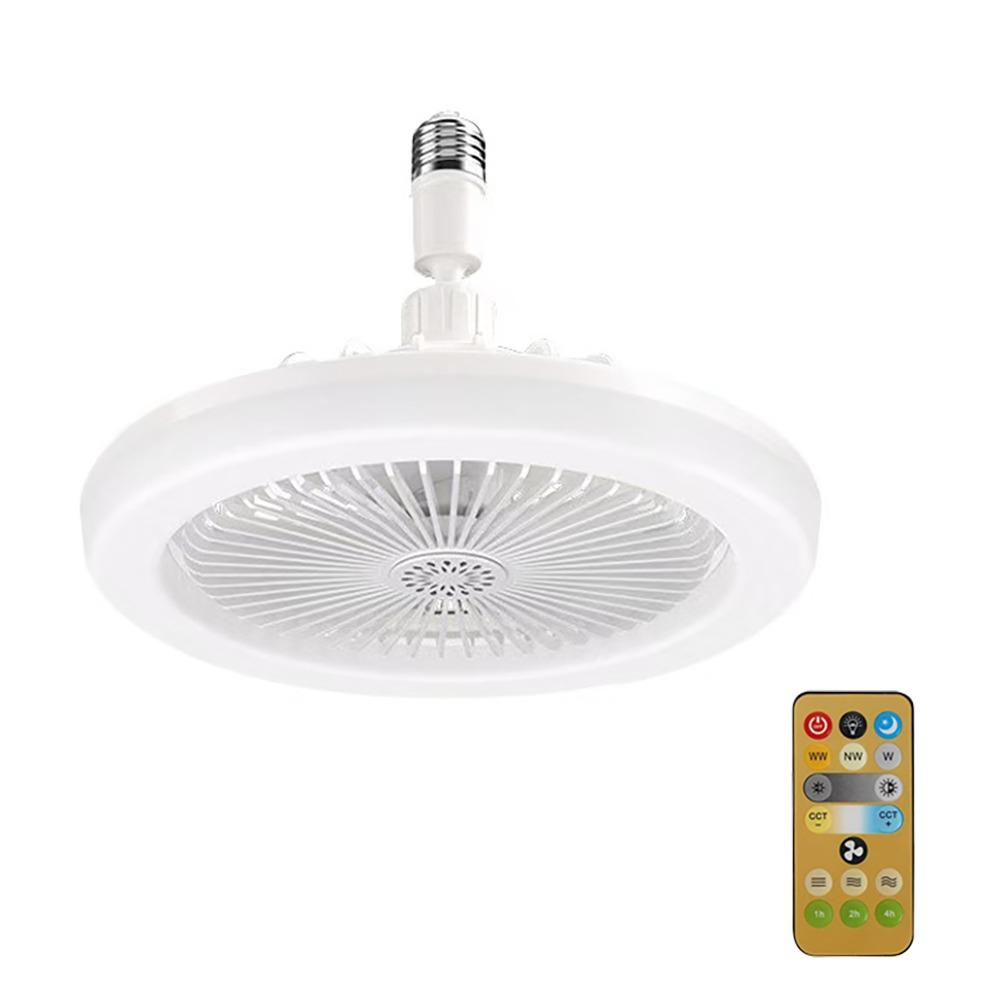 E27 Screw Fan Light Intelligent Remote Control Silent Ceiling Fan Lighting Living Room Study Bedroom Indoor Led Fan