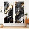 2pc Marble Pattern Curtains, Polyester Fabric, Machine Washable, Suitable for Bedroom Living Room Decoration