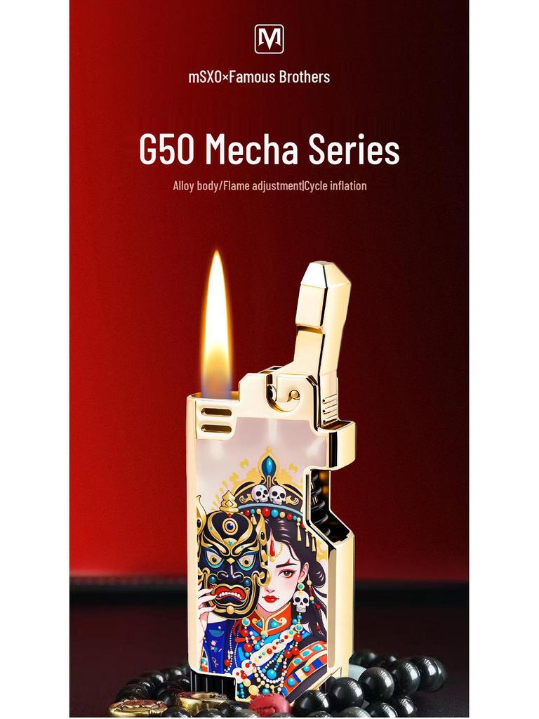 Creative Retro Flint God of Wealth Lighter with Color Print